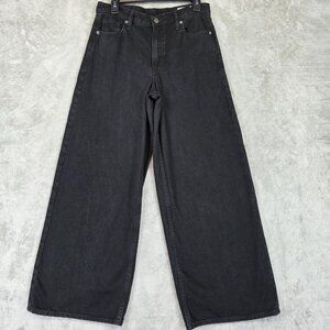 Gap 1969 Baggy Mid Rise Jeans Womens 4 Black Wide Leg Ultrasoft Denim Relaxed